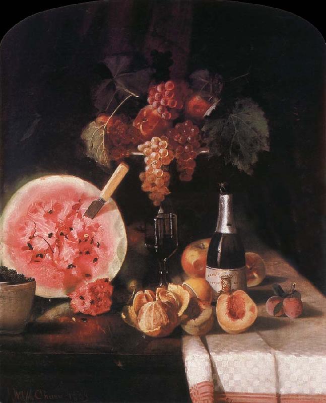 William Merritt Chase Still life and watermelon oil painting image